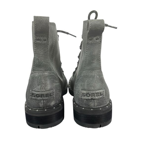 Sorel Lennox Waterproof Lace-Up Combat Boots Gray Leather Size 7.5 rugged hiking - Picture 8 of 10